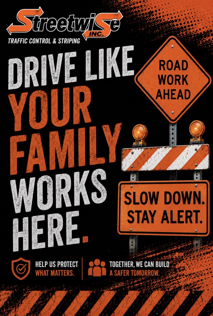 StreetwiseInc's tweet photo. Someone’s family is working ahead. Your speed can wait; their safety can’t. Slow down in work zones. 🚧 

https://t.co/8P4uiOUKej

#streetwiseinc #trafficcontrol #highwaystriping #roadsafety #pavementmarking #slowdown #kansascity #i70traffic #safetyfirst https://t.co/flssZY1odX