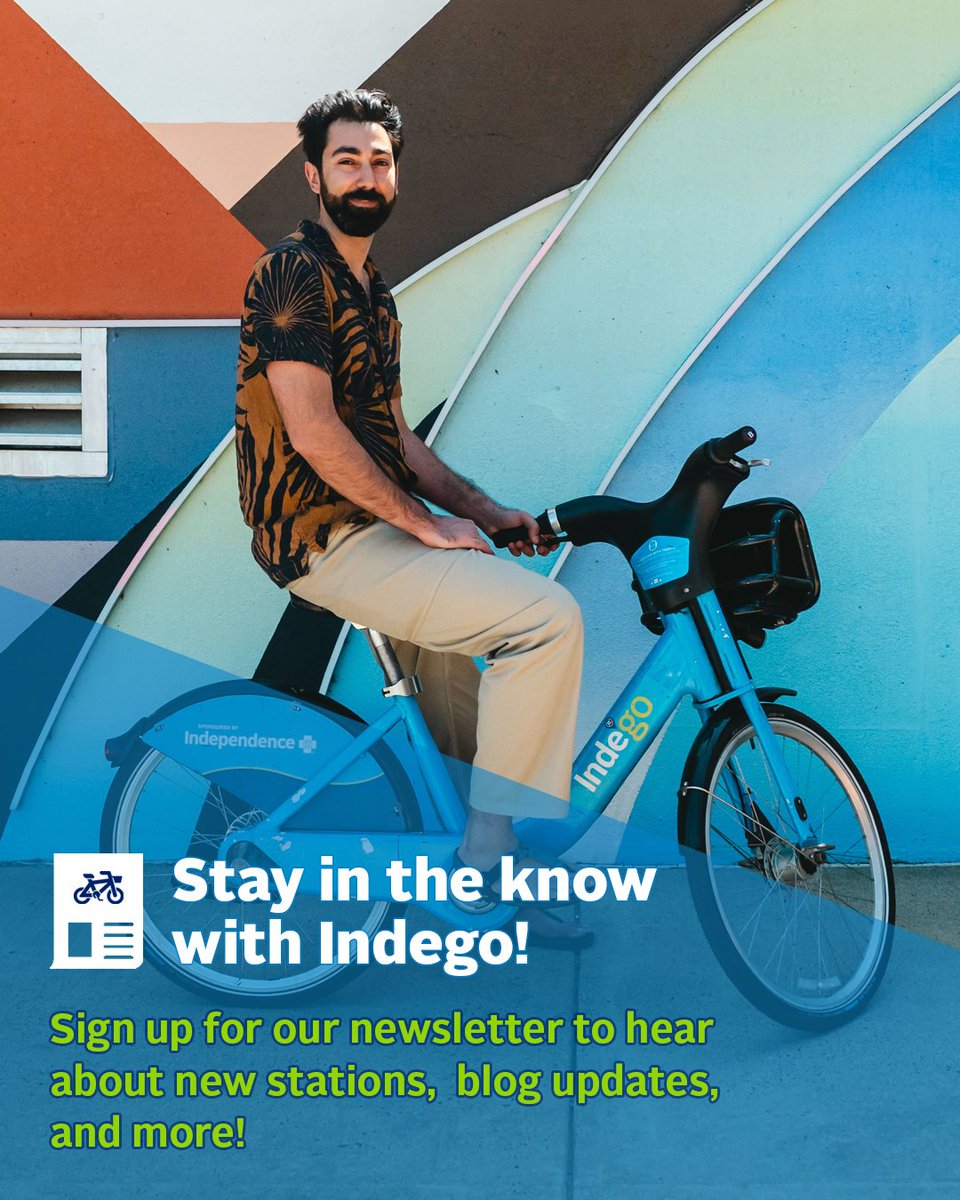 RideIndego's tweet photo. Are you signed up for our newsletter? It's the best way to keep up to date with all things Indego. Find out about new stations, system updates, and much more!

You can subscribe here ▶️: https://t.co/LjVGiL96kx https://t.co/ill7013COj