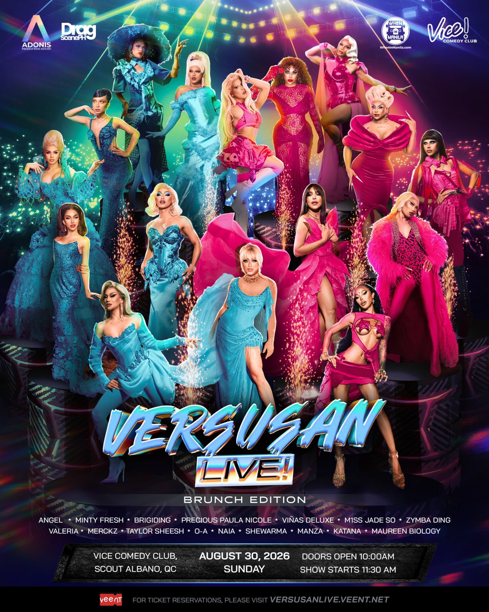 WIMbigevents's tweet photo. Adonis Prodhouse presents VERSUSAN, a new lip sync spectacle bringing together an all-star lineup of Filipino drag performers for a celebration of artistry, performance, and community on August 30 at Vice Comedy Club.

READ MORE:
https://t.co/HVjBmCWGMW https://t.co/cjxitfiMgq