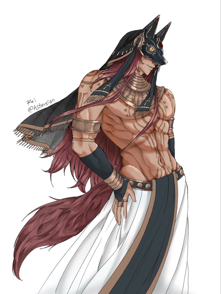 Astareion's tweet photo. ✨Progress on Anubis Valko✨ 

Are yall tired of my drawing of Anubis Valko yet hshshshs 🫣

I got quite a bit of rendering done during my break just now and added some tattoos… 

[when you take a break from drawing to draw more 🫪]

#Valko #ValkoIsLoved #全世界都爱敖尹 https://t.co/Kofrn72G1k
