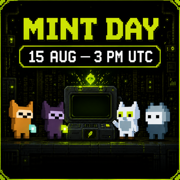 robipixelsnft's tweet photo. ▓▓▓▓ SYSTEM BOOTING... ▓▓▓▓

MINT DAY CONFIRMED

📅 15 AUG ┆ 3 PM UTC

A new era begins for ROBIPIXELS

SYSTEM UPDATE

◉ New Supply
◉ New Discounted WL Price
◉ OG Mint = 100% FREE & GTD

Tomorrow we reveal the mint checker + full mint details

🔁 Like + RT 
for one last chance to join the list before launch