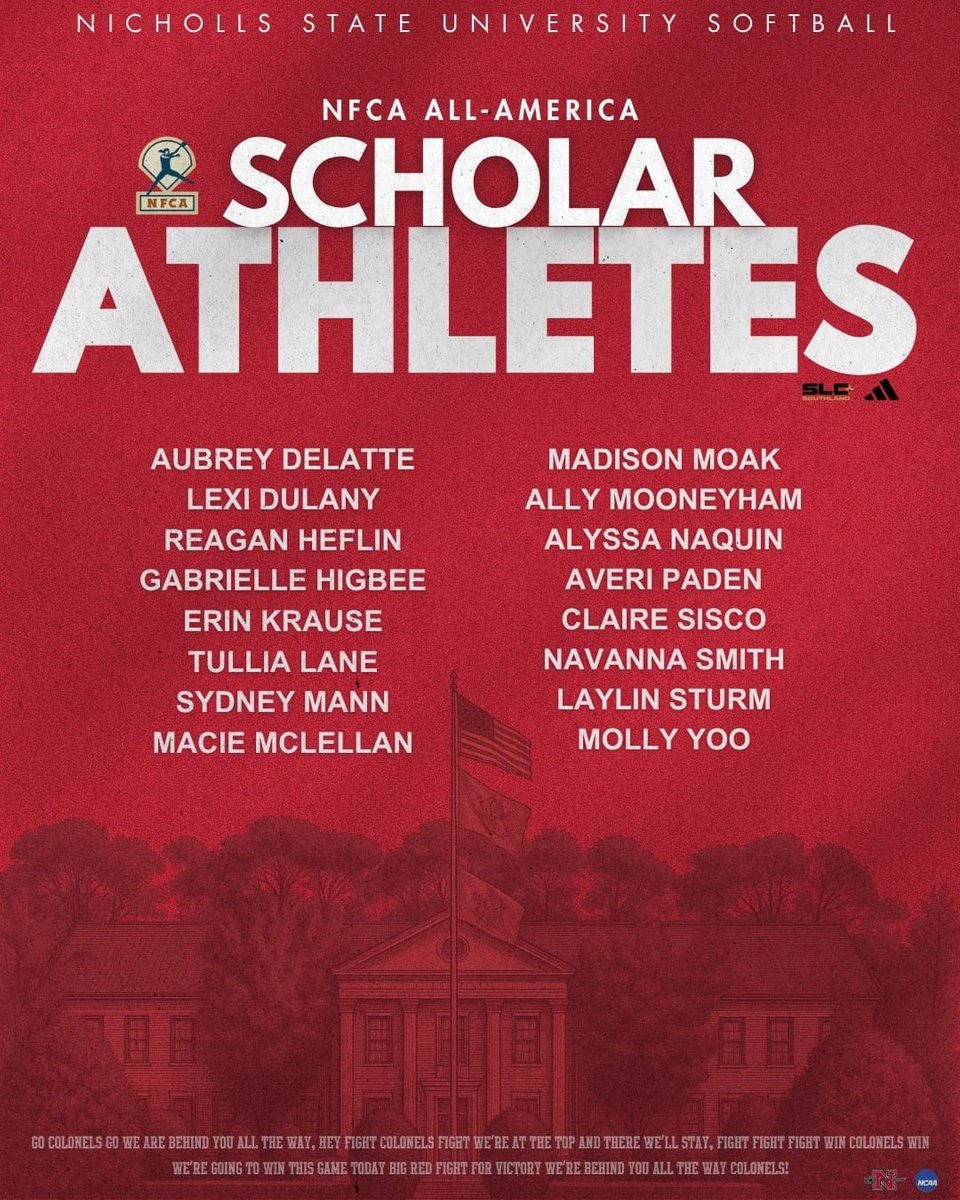 nicholls_sb's tweet photo. Our 2025-2026 𝐍𝐅𝐂𝐀 𝐒𝐜𝐡𝐨𝐥𝐚𝐫-𝐀𝐭𝐡𝐥𝐞𝐭𝐞𝐬!🤓📚
📰: https://t.co/UKpIvjWzrU
#SwordsUp | #GeauxColonels https://t.co/q0Ih0TyDxC
