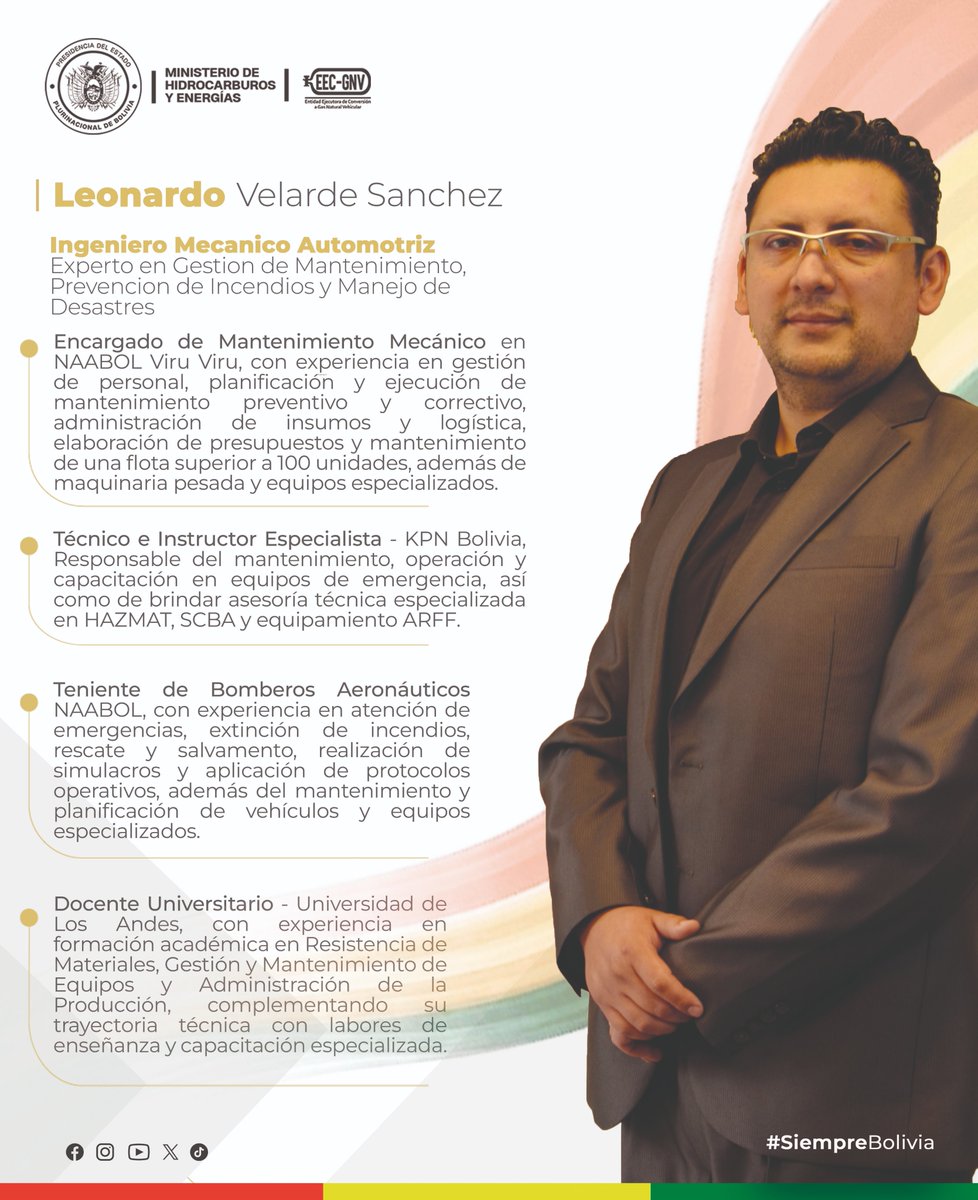 EERVPATRIA's tweet photo. Conoce el perfil de nuestra nueva autoridad.
Leonardo Velarde Sánchez asume la Dirección General Ejecutiva Interina de la EEC-GNV con una visión enfocada en resultados, eficiencia operativa y fortalecimiento de los programas de Gas Natural Vehicular.
.
.
#GasNaturalVehicular https://t.co/HDfHNc81n4