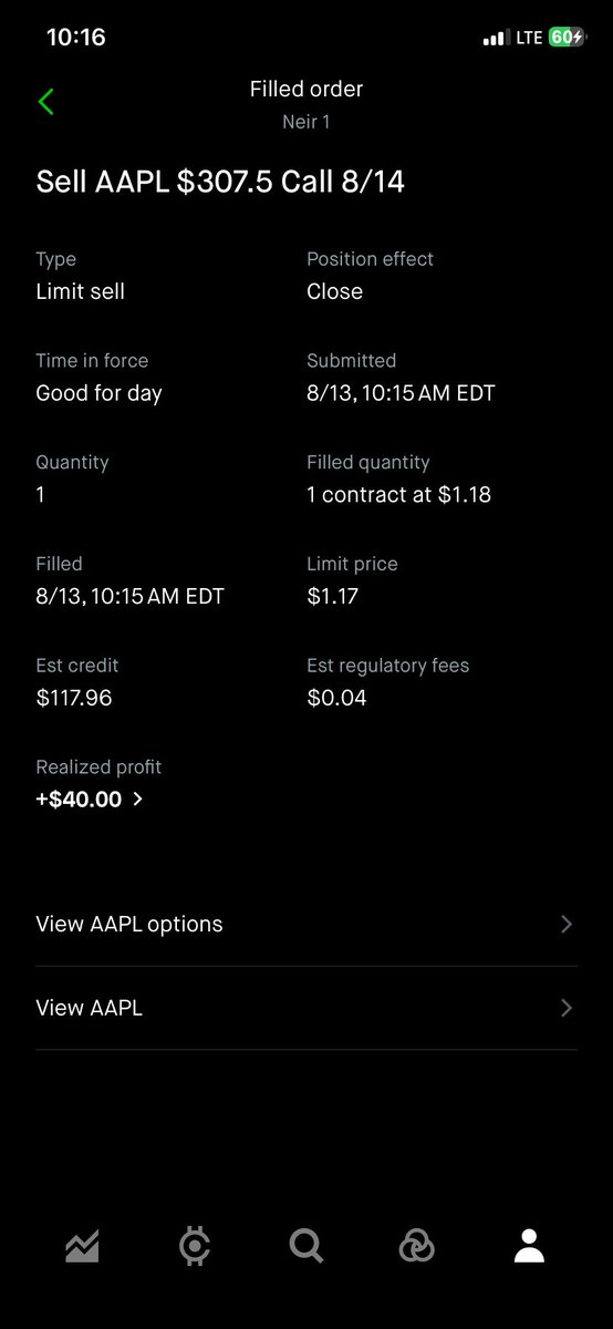 NeirLiquidates's tweet photo. 160% gain today on contracts.

Up over 600% this week trading both calls &amp; puts.

I love options. 

$SPY $SPX $APPL $QQQ https://t.co/LwPTFWxd5K
