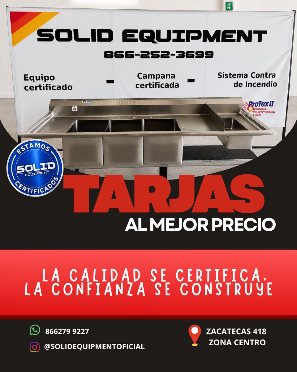 SolidVentas3305's tweet photo. 🔥 ¡Que tu cocina tenga calidad que se note!
En SOLID EQUIPMENT fabricamos tarjas de acero inoxidable a la medida, resistentes, funcionales y con la calidad que tu negocio necesita.
💥 Somos fabricantes 
📲 Mándanos mensaje hoy y cotiza tu tarja. 
866 279 9227 https://t.co/B49bvS4QDa