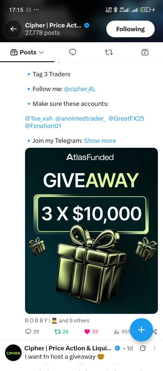 Har_old23's tweet photo. @cipher_4L @atlasfunded @atlas_futures @PipsCabal @Tee_xah @anointedtrader_ @GreatFX25 @Fznation01 @bobbthetrader @YareemaFx @vitalsfx1 @Techriztm @theplaymakerxx @_Fx_Queen @Web3Bish0p @RealTraderSeun @Danieltrades @Dayyib19 @PASCAL_FLOW @Jozsyjay @king_har0ld 
Plug in guys let's gooo

All done boss 💪 https://t.co/glENVcZNQn