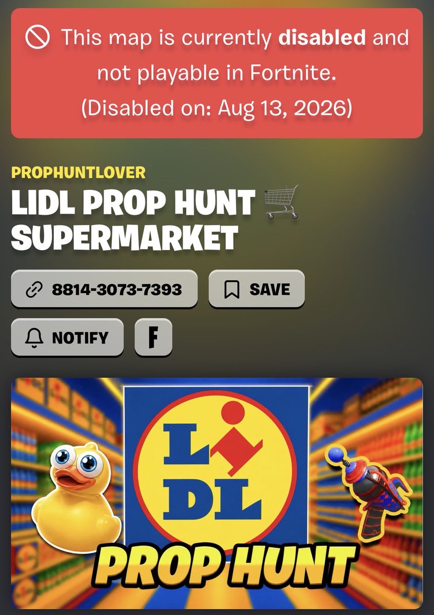 stopIPtheftFN's tweet photo. Looks like this island’s life was cut a Lidl short 🥁😏 

Stay tuned to find out if it gets published again! 🫣

#UEFN https://t.co/eambc3NLXQ
