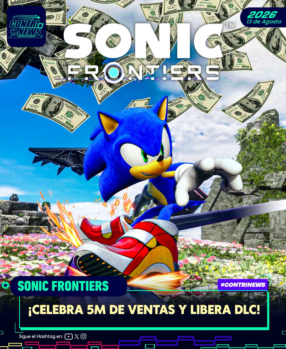 contriteorb4's tweet photo. #CONTRINEWS
El videojuego "SONIC FRONTIERS" celebra que ha vendido 5 millones de copias💸💰🤑
y para celebrarlo han liberado el DLC de las zapatillas de SA2 , El cual fue limitado y solo estaba disponible en Steam, pero ahora ya esta disponible para todas las demás plataformas https://t.co/OOPspMrys8