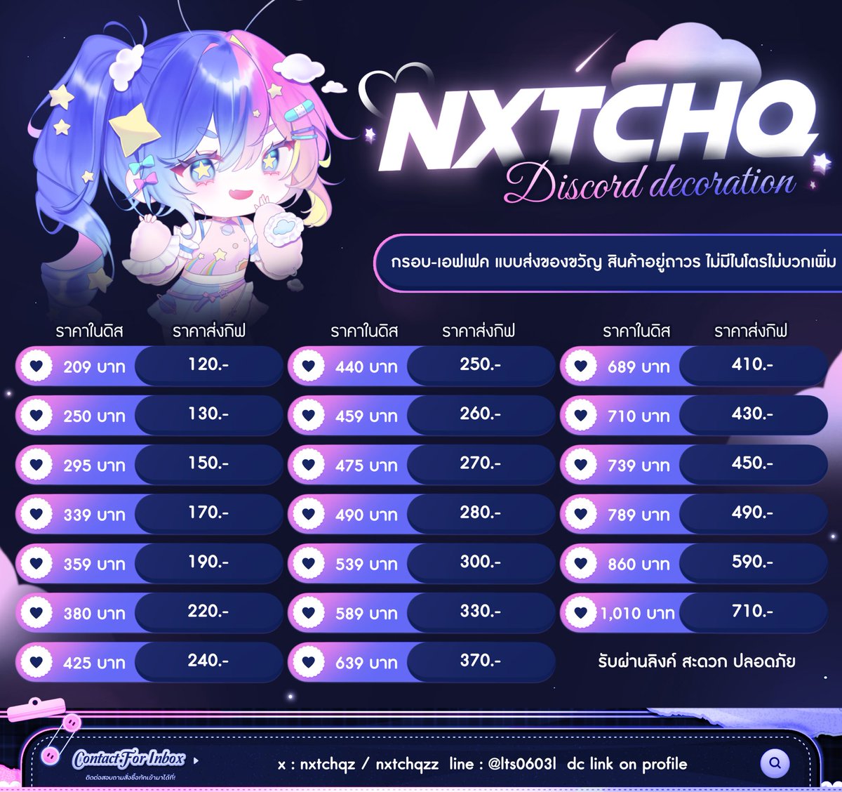nxtchqzz's tweet photo. Promotionสำหรับลูกค้าที่+1 discordร้าน ลดทันที5บาท🤍
เฉพาะสินค้าหมวดdiscord (1คนได้2สิทธิ์:1เดือน)
มีโปรจนกว่าจะเก็บเครดิตครบ100ค่ะ💭
#เติมไนโตร #รับเติมไนโตร #ไนโตรดิสคอร์ด #ดิสคอร์ด https://t.co/zX3BeiVGTQ
