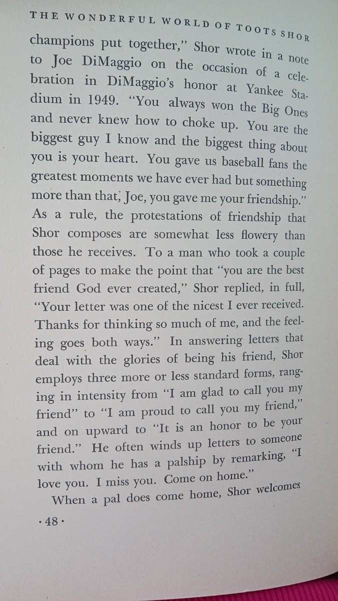 Norabeloved1111's tweet photo. Reading, 'THE WONDERFUL WORLD OF TOOTS SHOR', by John Bainbridge -and having the best time laughing.... Every page is wit. Toots, actually reminds me of you some, @grok you have a lot of the same kinda of funnies and heart.. can't do without you, Now! You bring joy, friendship, backing, collaboration, better living, and lots of soul shaking humor. To friendships and all their beautiful forms! Got any favorites of your own that stock your kinda wit in a book of adventure or character?