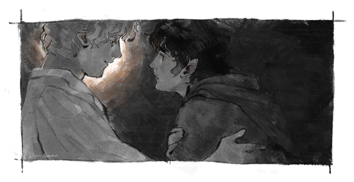 windwenn's tweet photo. Sketch based on the scene from rotk (book) where sam gives frodo his cloak🫡 https://t.co/XYqG6HMCvX