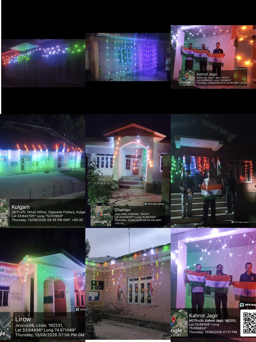 bdokulgamjk's tweet photo. Preparations for the 80th Independence Day are in full swing. Existing Panchayat Ghars across Block Kulgam have been beautifully decorated and illuminated ahead of 15th August, reflecting the spirit of patriotism, pride, and unity. @DcKulgam @Shahzad_2702 @DioKulgam @diprjk https://t.co/c7JtYJfGIN