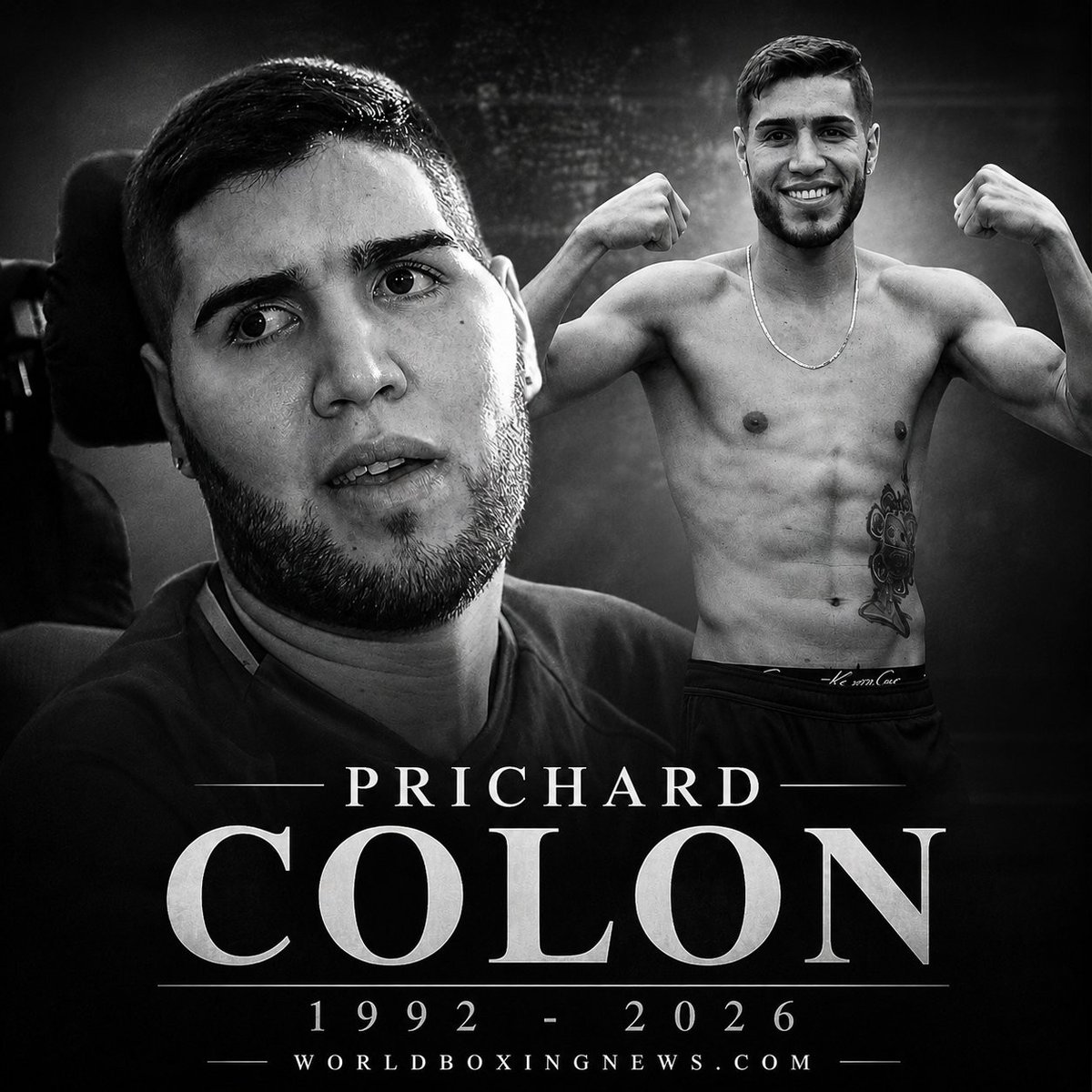 WorldBoxingNews's tweet photo. Very sad news. 💔 

Prichard Colón has died at just 33 after a courageous battle lasting more than a decade.  

Our deepest condolences go to his devoted family and everyone who loved and supported him.  

Prichard Colón 1992–2026  Rest in peace, Champ.🥊🇵🇷 https://t.co/B1HLegihMx