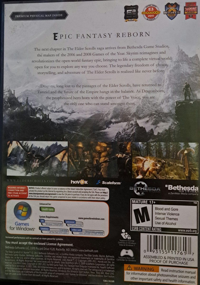 FracturedFilter's tweet photo. I was going through one my storage bins as I want to take count of my SNES games to get replacement boxes for them. But I laughed seeing i still had my original copy of #Skryim https://t.co/lFwSvKAgo1