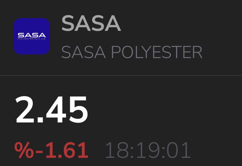 vdtgzlhn's tweet photo. #sasa 

Önce #merinos halinin halka arzini ve gelirden bir kismi 
 #sasa nin  borclarinda kullanilacagini aciklandi  piyasa hic bir olumlu tepki vermedi #Sasa taban yapti⚠️⚠️⚠️

Sonra  Yatirimlari anlatildi  Katar ilgileniyor denildi Suudiler ilgileniyor denildi Aramco ilgileniyor denildi @TCSanayi ve @HMBakanligi  daha cok destek veriyor denildi   piyasa yine hic bir olumlu tepki vermedi.

Dün Son olarak geri alim yapildi  tahmini saat 17:00 ile 18:00 saatleri arasinda 121.500.000 lot aldiniz 2.52 TL direncini bile geciremediler. Karanlik odada bile 2 kademe bastilar⚠️

Bu gün ise +0.16 #endeks te #sasa -1.61 ile 2.45 TL den kapatti⚠️⚠️ 

MUHTEMELEN DUN ALİNAN
LOTLARDAN ZARARA GECİLDİ 

Kimsenin İnanci Guveni kalmamış BASKA HİSSE OLSA bu haberlere bu geri alima 3-5 gun TAVAN GİDER 

4 SENEDİR OLDUGU GİBİ BU GUNDE 700 BİN AİLENİN EVİNDE BEDDUA EDİLECEK AMA BİRİLERİNİN YİNE UMRUNDA OLMAYACAGİZ 
⚠️⚠️⚠️⚠️⚠️⚠️⚠️⚠️⚠️⚠️⚠️

SEBEP OLANLARİN ALLAH GELSİN HAKKİNDAN

@SASApolyesteras 
@ErdemogluTR 
@alierdemoglu 
@i_Erdemoglu 
@memetsimsek 
@ibrahimmturhan2 
@DrMehmetSeker 
@spkgovtr 
@borsaistanbul 

#spk #SasaPolyester #Borsaİstanbul #borsa #SASA #bist #bist100
