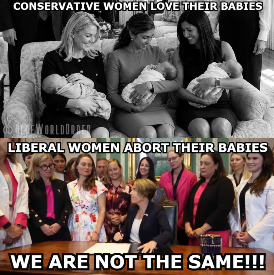 OldeWorldOrder's tweet photo. Conservative women love their babies.

Liberal women abort their babies.

WE ARE NOT THE SAME!!! https://t.co/N1bITuXrS0