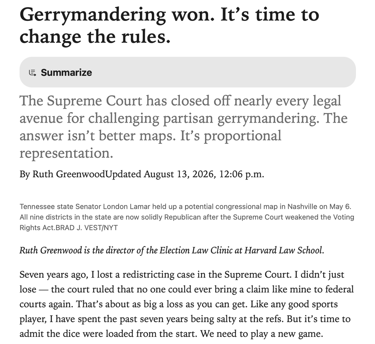 leedrutman's tweet photo. "The Supreme Court has closed off nearly every legal avenue for challenging partisan gerrymandering. The answer isn’t better maps. It’s proportional representation." https://t.co/O4GoxPC3Mx