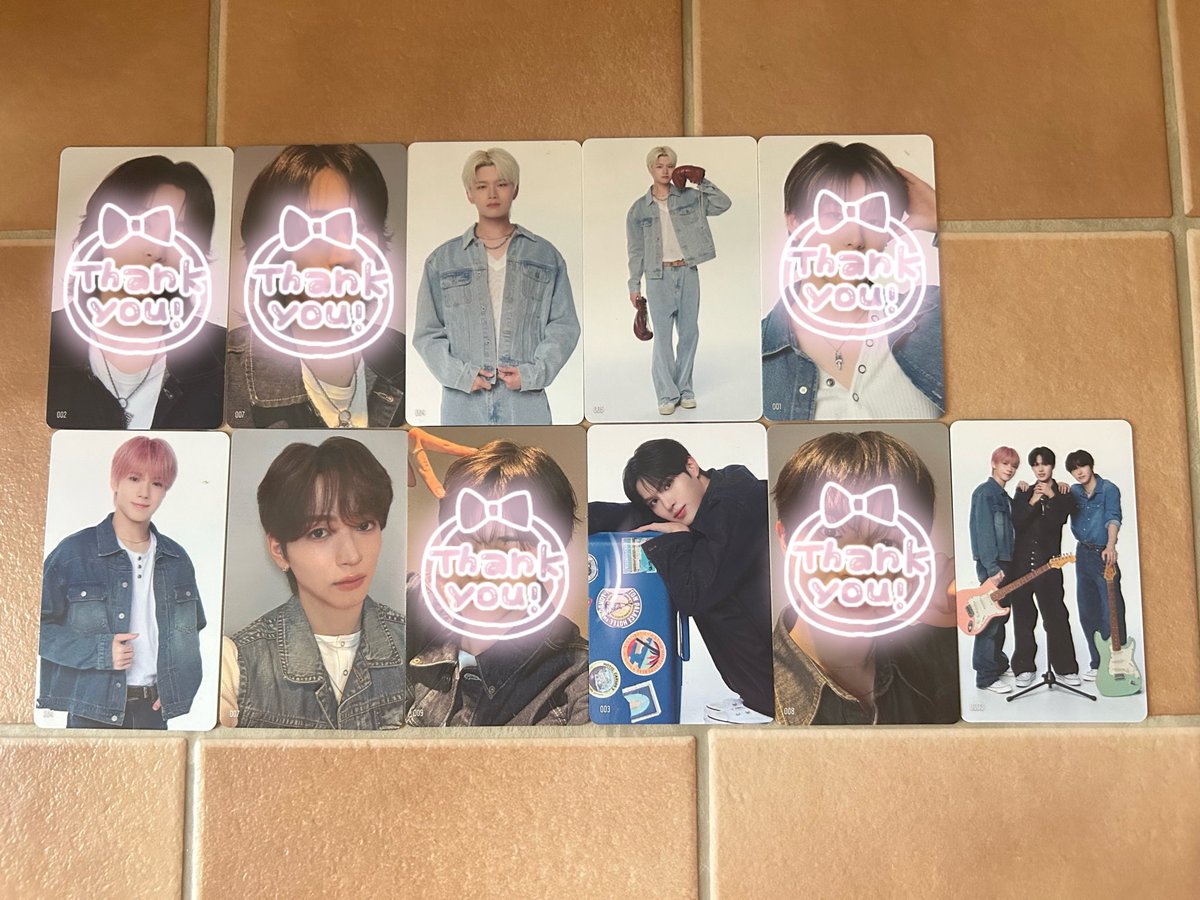 AA7torihiki's tweet photo. KO1KEYZ トレカ 1ST FAN MEETING グッズ交換

【譲】画像1枚目
杉山 矢田 加藤 安部 シヨン

【求】 シンヘン(画像2枚目🤎)

郵送又は8.22手渡し

お気軽にお声掛けください🍀

#KO1KEYZ
#KO1KEYZ交換 https://t.co/HQoG1iCvSr