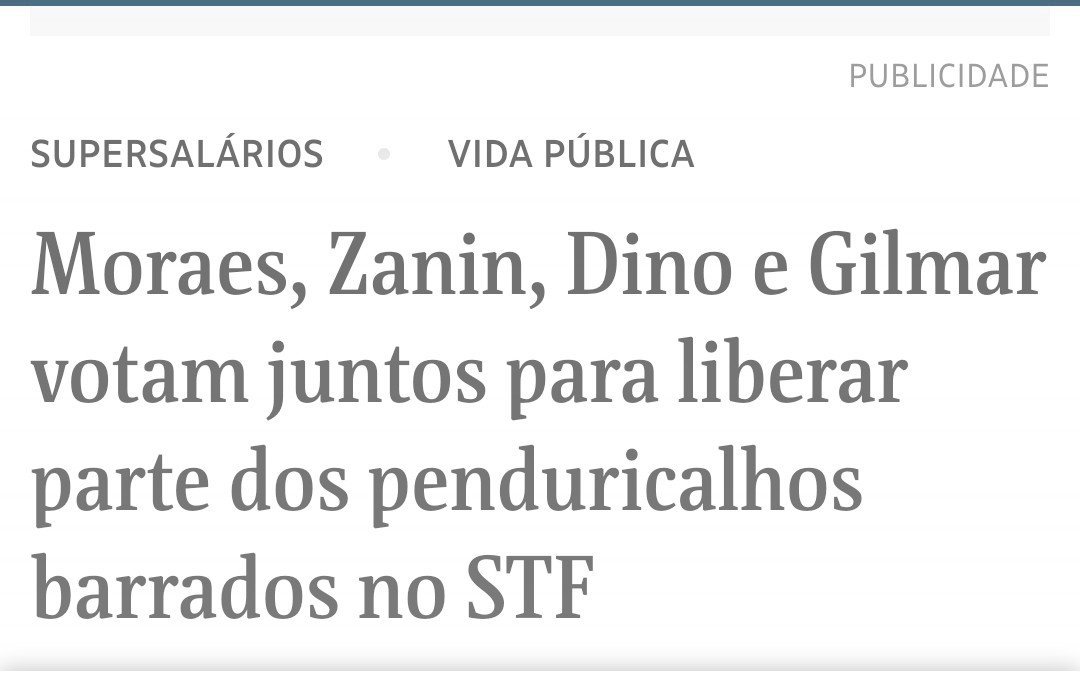 Zperzandi's tweet photo. Já repararam que toda vez que o STF toma alguma decisão absurda, ditatorial (como a de destruir o sigilo de fonte), IMEDIATAMENTE DEPOIS eles retomam esse papo furado de moralizar penduricalhos?  

"Papo furado" porque é obviamente só artimanha pra melhorar a imagem do tribunal. https://t.co/xQ9CEY7hot