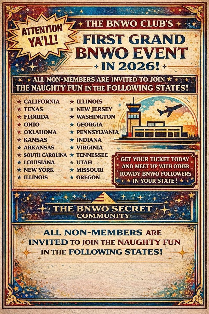 Daddy_james63's tweet photo. BNWO Grand Event 2026-the vibes are coming to your state!

Something big is happening in 2026! Join the excitement, explore your fetish, and be part of the BNWO Grand Event happening across the 50 states.

Get your ticket now. Experience the energy. Limited ticket 🎫 Available. https://t.co/DJZRUvRuRP