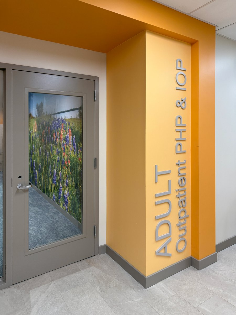 FMGDesignInc's tweet photo. FMG created an experiential graphics and wayfinding program for Permian Basin Behavioral Health Center in Midland, Texas, featuring color-coded wayfinding, Texas-inspired supergraphics, and donor recognition.

See it here: 

https://t.co/ATO67U4oKp

#fmgdesigninc #PBBHC https://t.co/iGvKq4Yfme