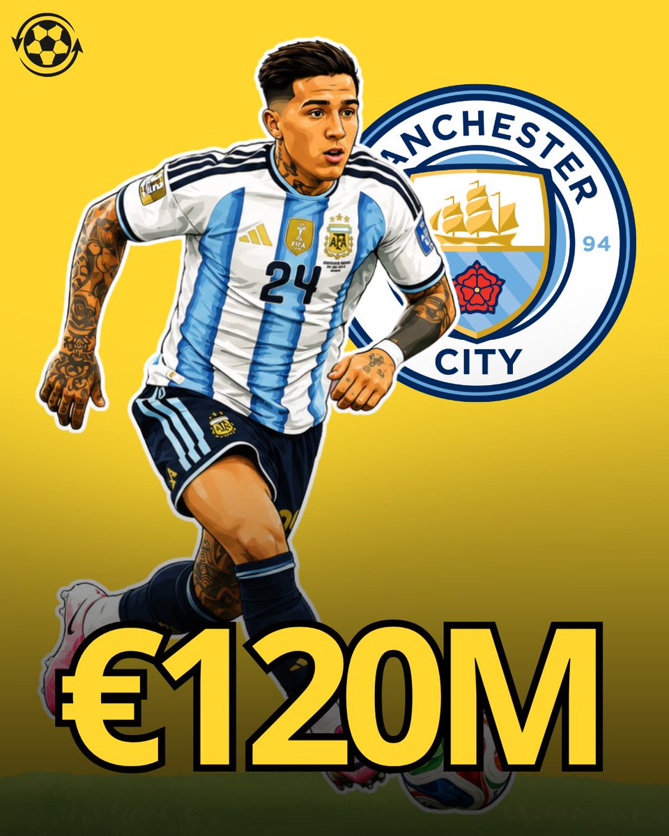 DeadlineDayLive's tweet photo. 🚨 𝗕𝗥𝗘𝗔𝗞𝗜𝗡𝗚: Manchester City have submitted a huge €120M BID to Chelsea for Enzo Fernández! 🇦🇷💰

City have now made their move for the Argentine midfielder with a blockbuster offer on the table. 

(Source: @CLMerlo) https://t.co/lsdd8TrPic