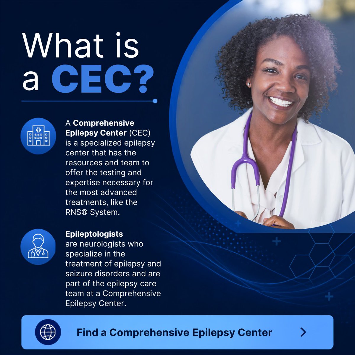 NeuroPace's tweet photo. Seizures not controlled after two or more medications? 

A Comprehensive Epilepsy Center offers specialized care from epileptologists and testing that may open up new treatment options. 

Find one near you: https://t.co/asWV204VaY

RNS System Safety Info: https://t.co/NfkWTLHQF3 https://t.co/w9tZD7fErZ