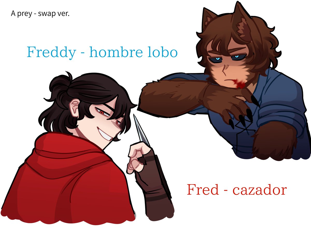 baddessertt's tweet photo. A prey | Swap Ver. 🐺🔄🪓

Podría ser más trágico que el original, pero me darían más gracia las interacciones que tendrían skksksk 

#Frededdy https://t.co/eDQXltqtKM