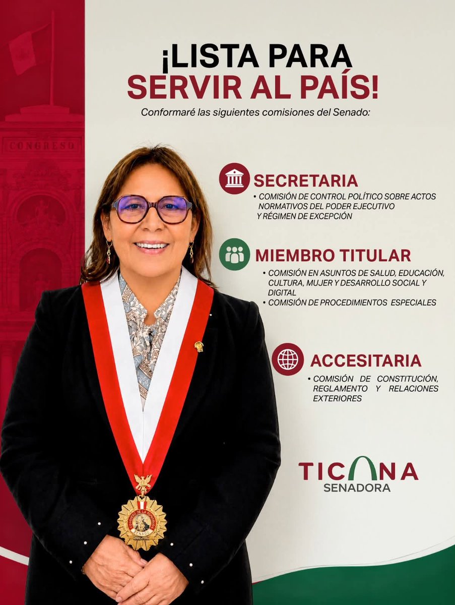 Guisellatc's tweet photo. Como parte de mi labor legislativa de control político y representación ciudadana, integraré los siguientes grupos de trabajo en la Cámara Alta. Voy a representarte con transparencia, eficiencia y capacidad. https://t.co/zQbFmja26N