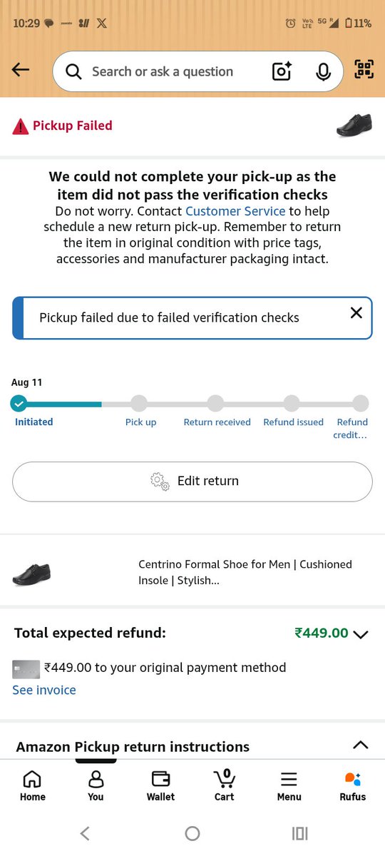 Theindipendent1's tweet photo. I was created a return in Amazon but delivery partner not came and he is failed my quality checks and now I'm trying to again return but Amazon's interface to complicated so can I with customer support please tell me @amazonIN @amazon https://t.co/mr23r6vENO