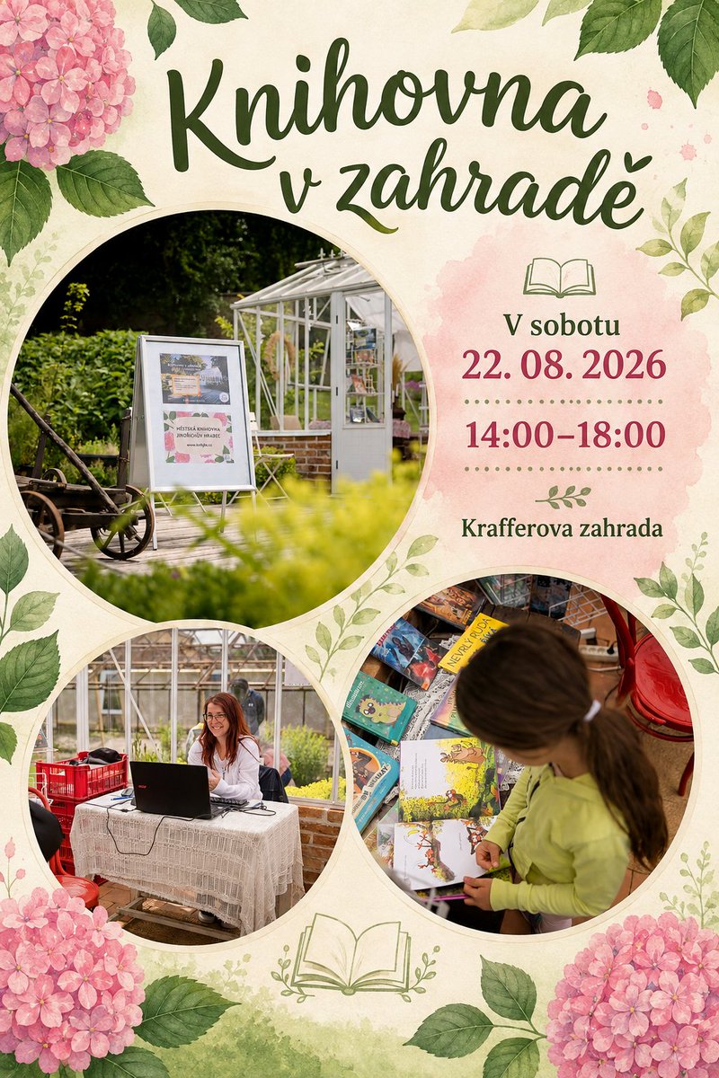 knihjh's tweet photo. V sobotu 22. 8. se naše mobilní knihovna představí v Krafferově zahradě v rámci bohatého programu akce "Srpen v zahradě 2026"  https://t.co/DZITsaaI7c https://t.co/qVpaMSJTwf