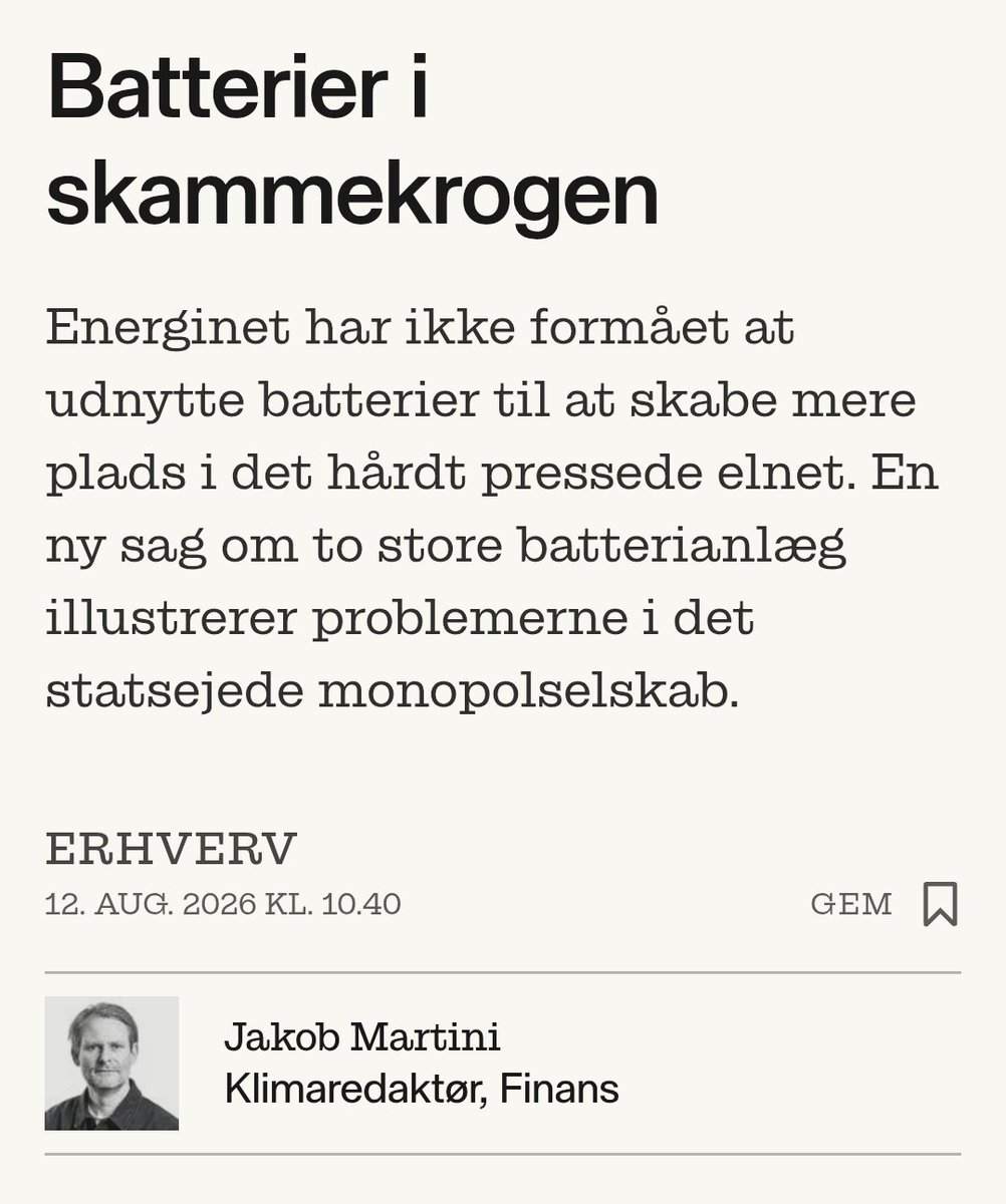 Arpe_DK's tweet photo. Energinet fortsætter vanviddet. To store batteriparker er allerede opsat og koblet til elnettet men @EnerginetDK har ikke givet tilladelse til at de to aktører må tænde for batterierne. 

Det er jo grotesk. Energinet er pt. Største blokade mellem Danmark og grøn omstilling. Staten må snart gribe ind og få styr på butikken. 

22GW batterier står klar til at blive tilsluttet elnettet frem mod 2030 men få får en tilladelse får 2040. Kom nu ind i kampen. 

Mange projekter kræver 0 nye kabler.... 😮‍💨

https://t.co/43epHHqZBW