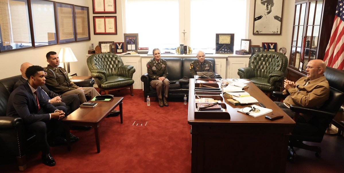 RepClayHiggins's tweet photo. I had the privilege of meeting Landon Blache at the U.S. Capitol as he concluded his fellowship with the Louisiana National Guard and the Governor’s Office of Homeland Security and Emergency Preparedness.
  It is always inspiring to meet Louisiana youth dedicated to public service…