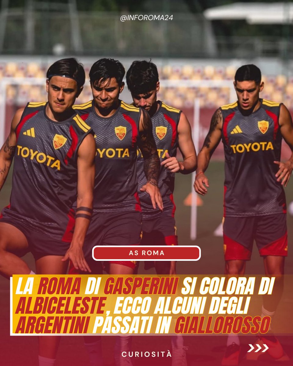 inforoma24's tweet photo. 🟡🔴 L’#ASRoma di #Gasperini, con l’arrivo di #Castro e #Molina si colora di albiceleste. Ecco alcuni degli argentini passati in giallorosso.
🇦🇷 Se torniamo negli anni dell’ultimo scudetto giallorosso troviamo #Batistuta e #Balbo, mentre in difesa c’era #Samuel. https://t.co/5hp8pfWoeI