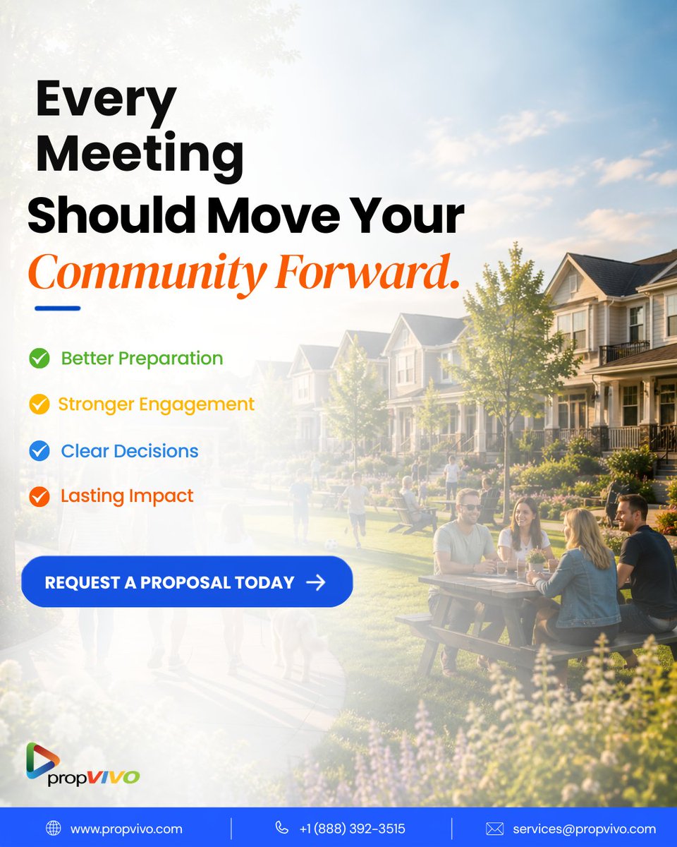 propvivo's tweet photo. HOA meetings work best when the process behind them does too.

Clear agendas. Advance information. Defined ownership.

Better structure → better decisions → stronger follow-through.

#HOABoard #WashingtonHOA #HOAManagement https://t.co/1pDQywEe0I