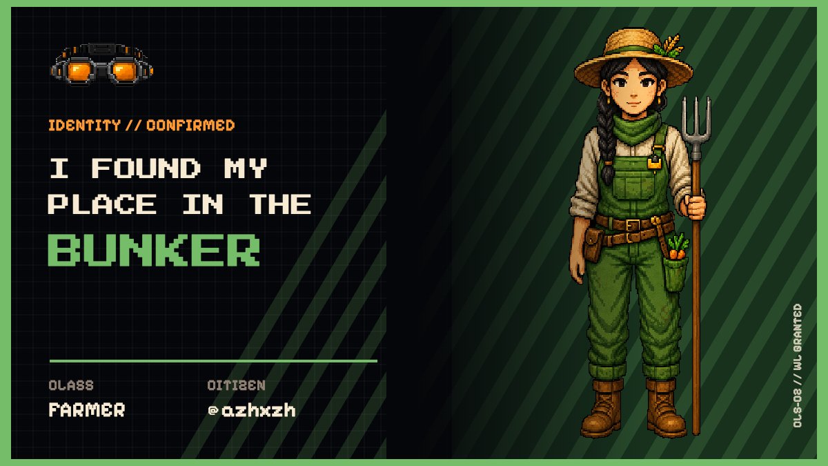 AZHXZH's tweet photo. I found my place in the BUNKER.

CLASS // FARMER
STATUS // WL GRANTED https://t.co/mIEQzuy3Id https://t.co/6tb57Twcz0
