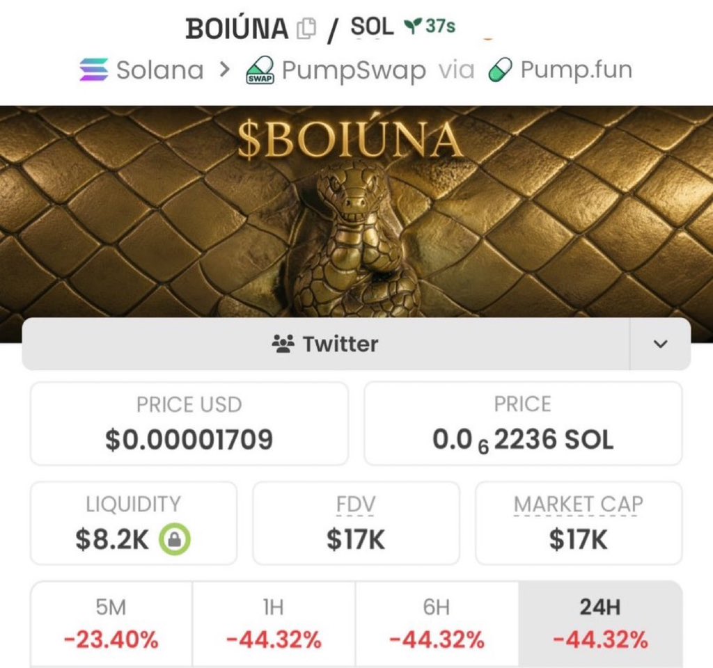 helloowitsme_'s tweet photo. I gave out $BOIUNA at a $17k market cap and strategically shared it with my community, highlighting its early-entry edge and strong upside potential. 

Ca:
GRehQKv9E3fVuNJGQTwAAjYpcixRCYKkzAXAb5kGpump

#bbvipal5 #memecoin #Solana https://t.co/fN4UVOL5ZC