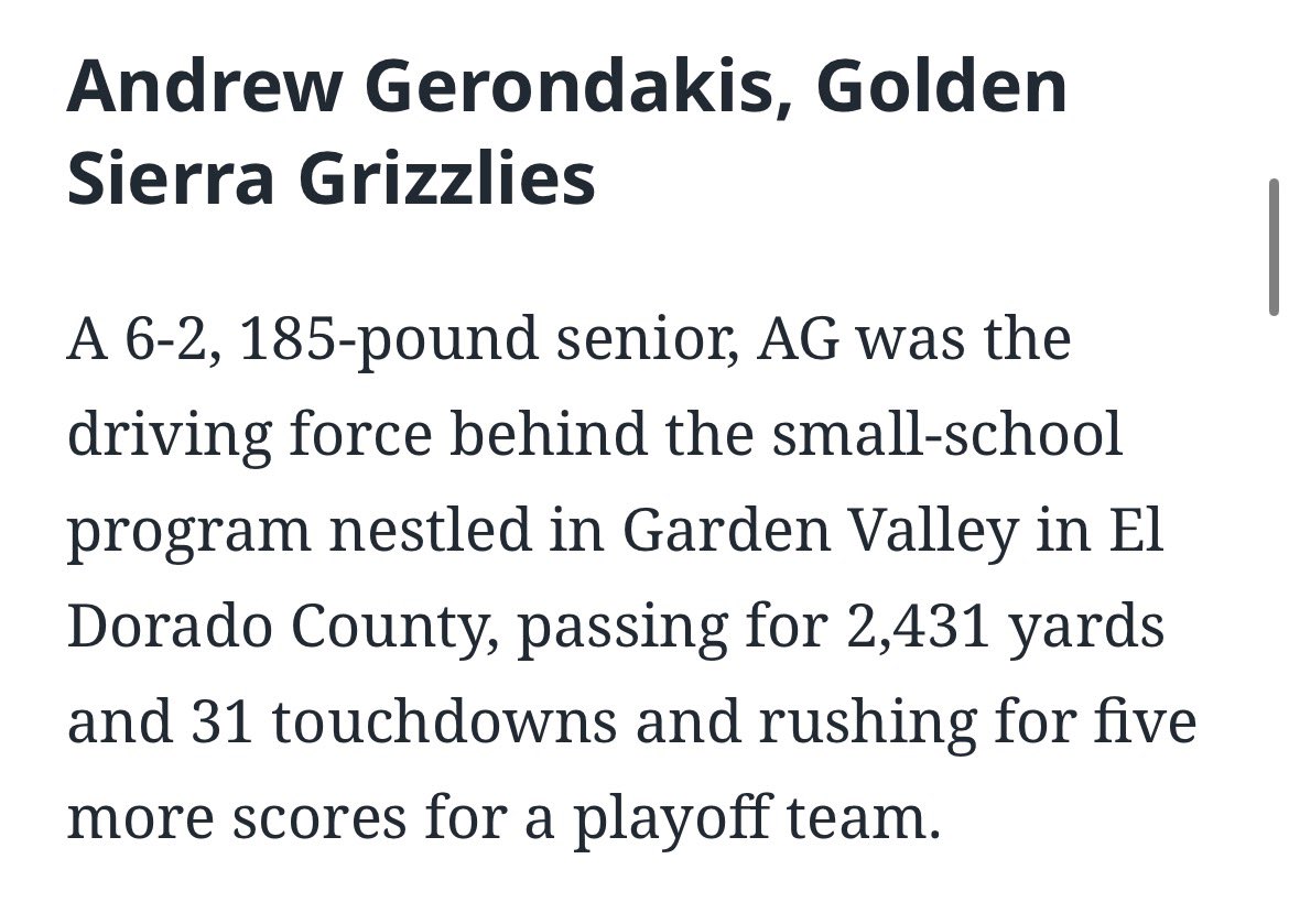 AndrewG_27QB's tweet photo. Thank You @sacbee_news for giving me the exposure!! Last ride, I’m going to be great 🏈💪!! https://t.co/xgN7tr4wWk