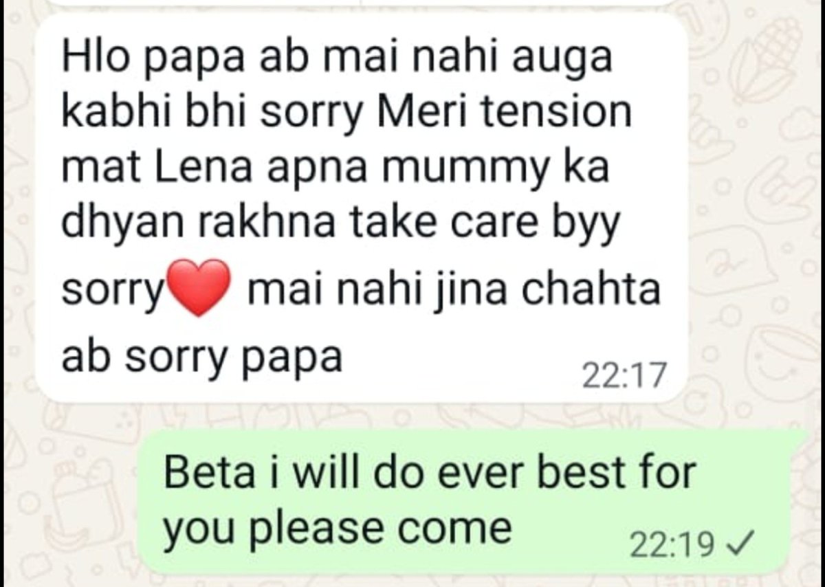 DeepikaBhardwaj's tweet photo. SOS 🆘 HARYANA, PUNJAB

SAVE A LIFE FROM SUICIDE

This family has received message from their son as he was under distress due to personal situations in life. Number is from Haryana but he had gone to parents place in Punjab. 

Kindly help trace @police_haryana @PunjabPoliceInd @PANIPAT_POLICE