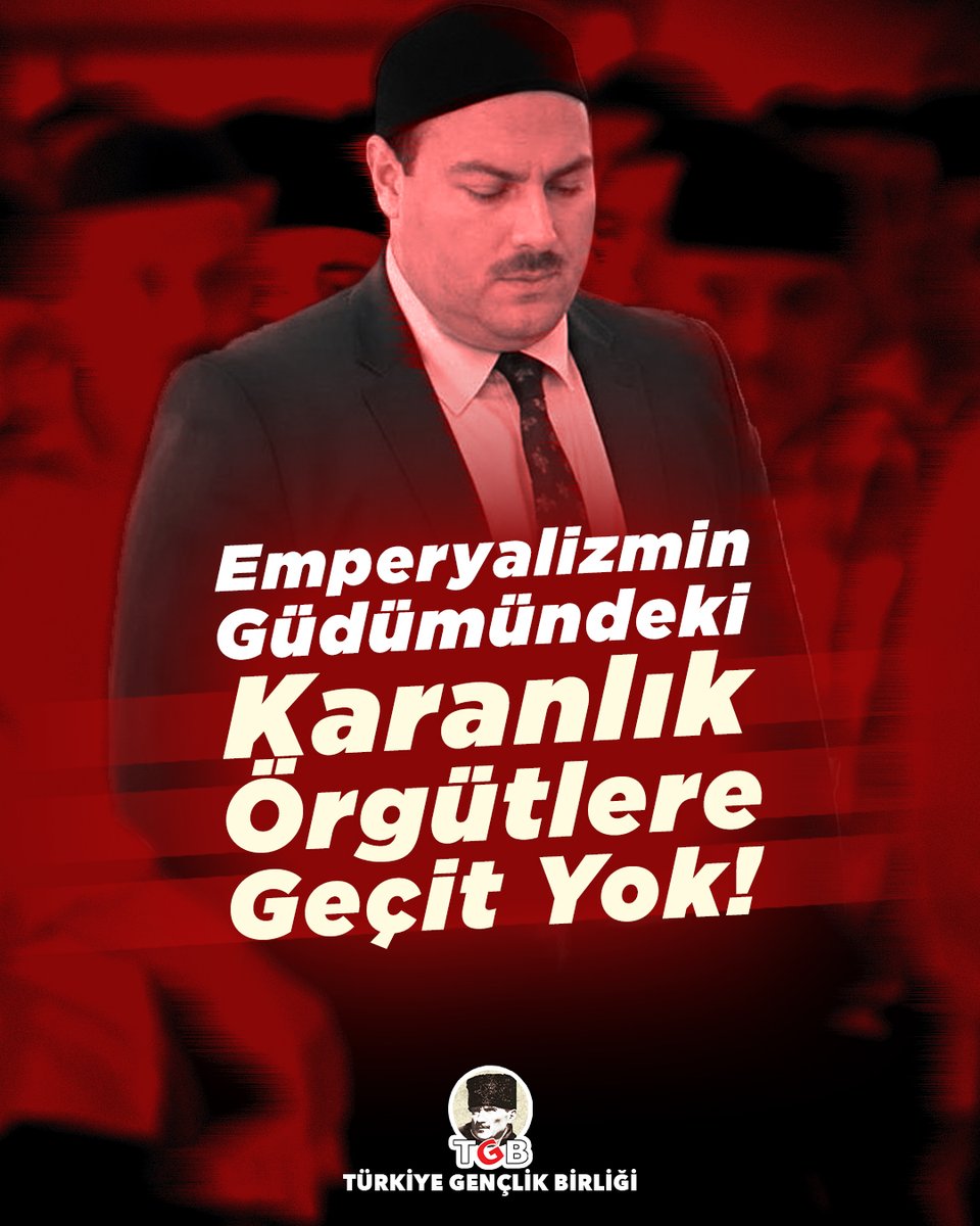 genclikbirligi's tweet photo. Yurttaşı müritleştiren, emperyalizmin kucağında bir derebeylik kurmak isteyen tarikatlara geçit yok!

Ankara Cumhuriyet Başsavcılığı tarafından “Alihan Kuriş Suç Örgütü”ne yönelik başlatılan operasyon, Türk devletinin FETÖvari, emperyalizm güdümlü tarikat ve cemaat yapılanmalarını temizleme iradesinin bir sonucudur.

Meselenin yalnızca bir tarikat yapılanması değil; ekonomik ve örgütsel güçleriyle de toplum ve devlet üzerinde hakimiyet kurma çabası olduğu apaçık ortadadır. 

Türkiye’de Orta Çağ ilişkilerini tamamen tasfiye etmek, Cumhuriyet Devrimi'nin parolasında saklıdır: Türkiye Cumhuriyeti şeyhler, dervişler, müritler ve mensuplar ülkesi olamaz!

Bugün görevimiz, Türk Devrimi'ni tamamlamak ve Orta Çağ ilişkilerini bütünüyle ortadan kaldıracak siyasi ve toplumsal dönüşümü sağlamaktır.

Cumhuriyet’in fikri hür, irfanı hür, vicdanı hür nesillerini yetiştireceğiz.