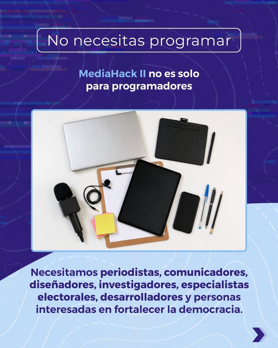 OpenlabEc's tweet photo. El MediaHack II reúne a personas interesadas en la democracia y la tecnología cívica para trabajar en conjunto en soluciones frente a los desafíos de la información electoral. 🗳️

👉 ¿Todavía tienes dudas sobre si puedes participar?

En este carrusel respondemos algunas de las preguntas más frecuentes.

Estás a tiempo de sumarte.

👇