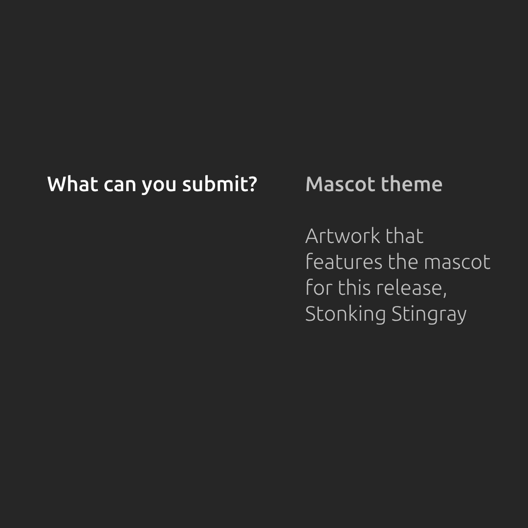 ubuntu's tweet photo. The time has come: it’s Ubuntu Wallpaper Competition season once again! 

Submit your artwork for Ubuntu 26.10, codenamed Stonking Stingray, before August 28th 2026.

May the best arts win. 🎨

Learn more: https://t.co/LmE7ujGIEC https://t.co/6Ov2GQATQa
