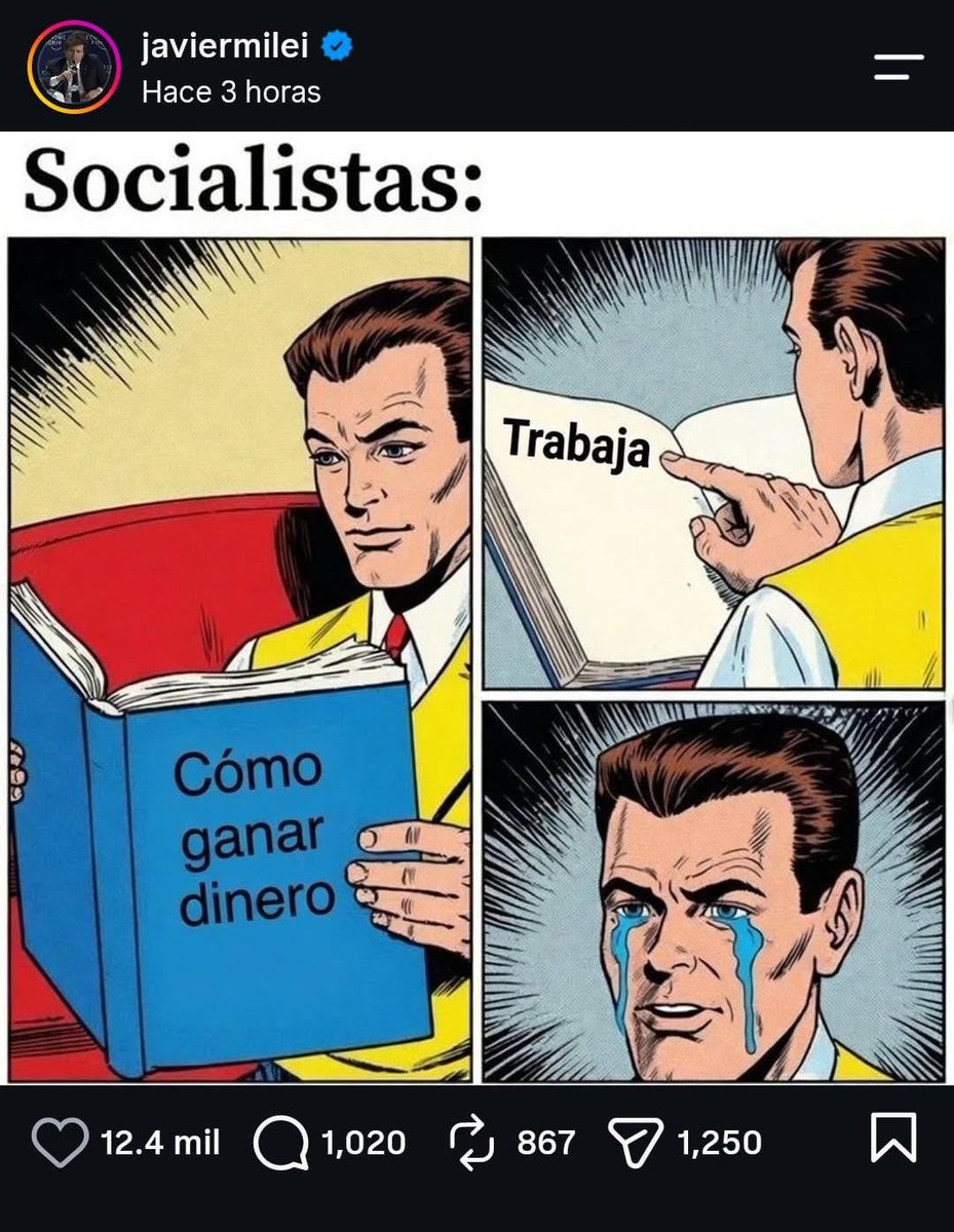 RoyCortinaOk's tweet photo. Milei vuelve a discutir contra un socialismo imaginario.

El socialismo democrático nunca sostuvo que haya que repartir pobreza ni que nadie deba trabajar. Sostiene exactamente lo contrario: que el trabajo debe permitir vivir dignamente, que la riqueza debe generarse y distribuirse con justicia y que el Estado debe garantizar igualdad de oportunidades.

La socialdemocracia no quiere una sociedad de pobres. Quiere una sociedad donde nadie tenga que ser pobre para que unos pocos puedan ser extraordinariamente ricos.

Y una diferencia importante: nosotros no necesitamos insultar al que piensa distinto para defender nuestras ideas.

El socialismo democrático se defiende con trabajo, educación, derechos, libertad, democracia y una economía que produzca riqueza sin convertir la desigualdad en inevitable.

La caricatura puede servir para las redes. No sirve para gobernar un país.