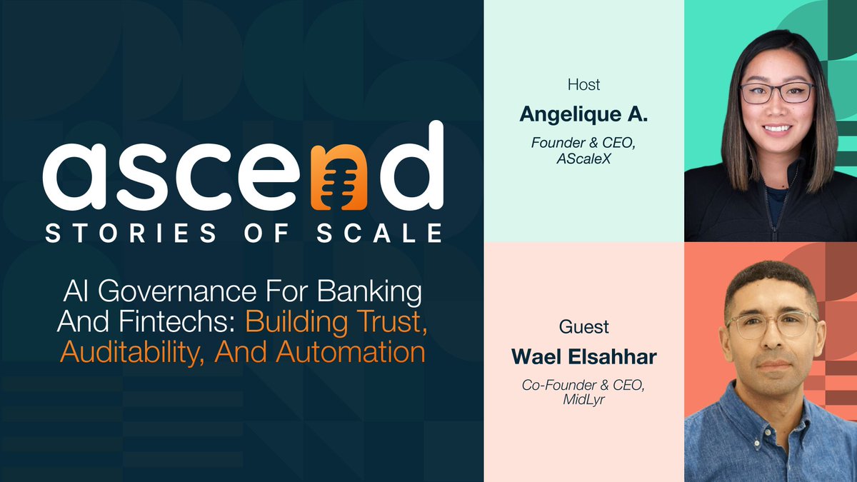AScaleXTeam's tweet photo. Watch Angelique Strauss and Wael Elsahhar break down the hidden layer of AI in finance, the infrastructure that makes automation possible in one of the most regulated industries in the world. Stream the full episode on YouTube, Spotify, and Apple Podcasts.
#Fintech #Banking https://t.co/vz4JRNSABF