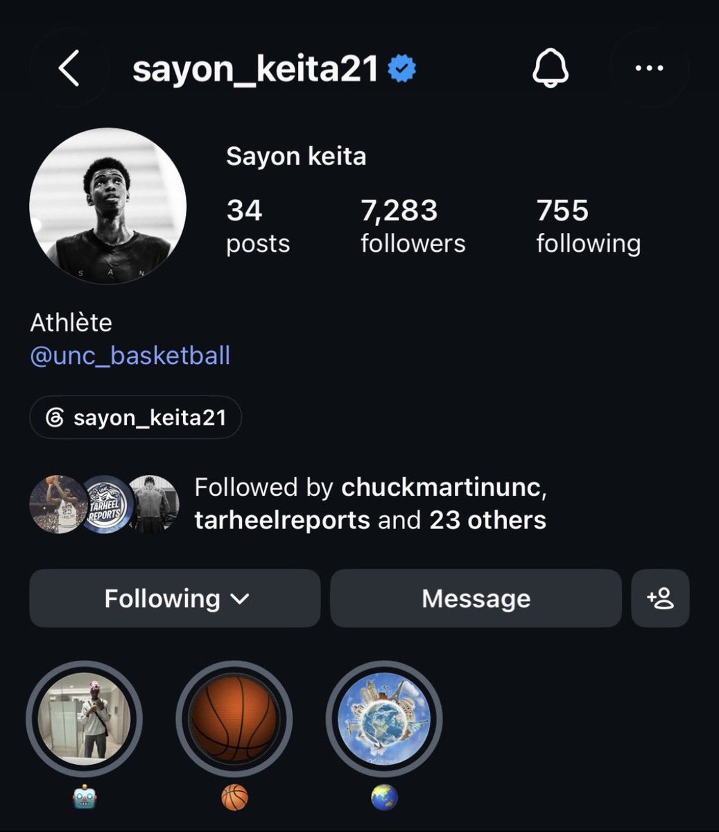 UNCballTalk's tweet photo. Keita just changed his bio to @UNC_Basketball 

GET HIM ON CAMPUS ASAP 🩵🐏 https://t.co/wwYBACLcnW