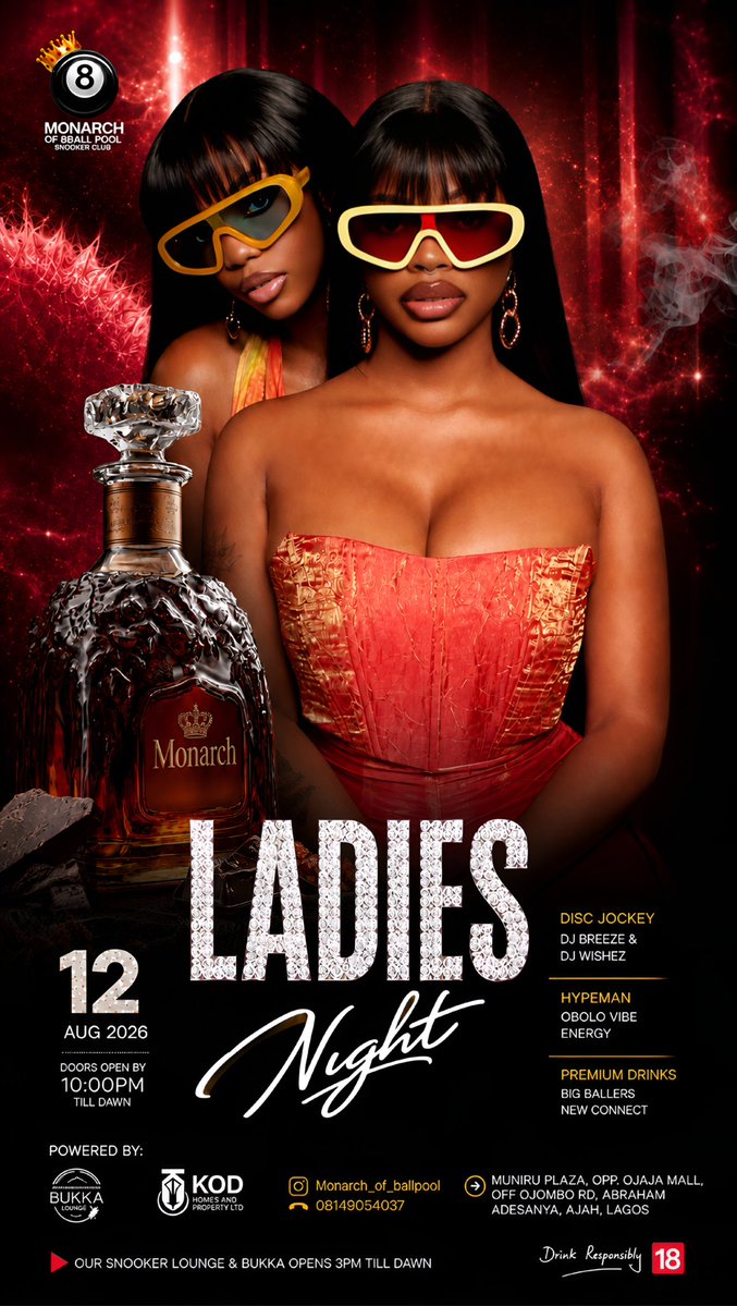 DesignsProfng's tweet photo. Fresh artwork drop #LadiesNight Flyer Design for The Monarch of 8Ball Snooker Club.
Designed by @Nvmero_ https://t.co/57iB8oU7CC