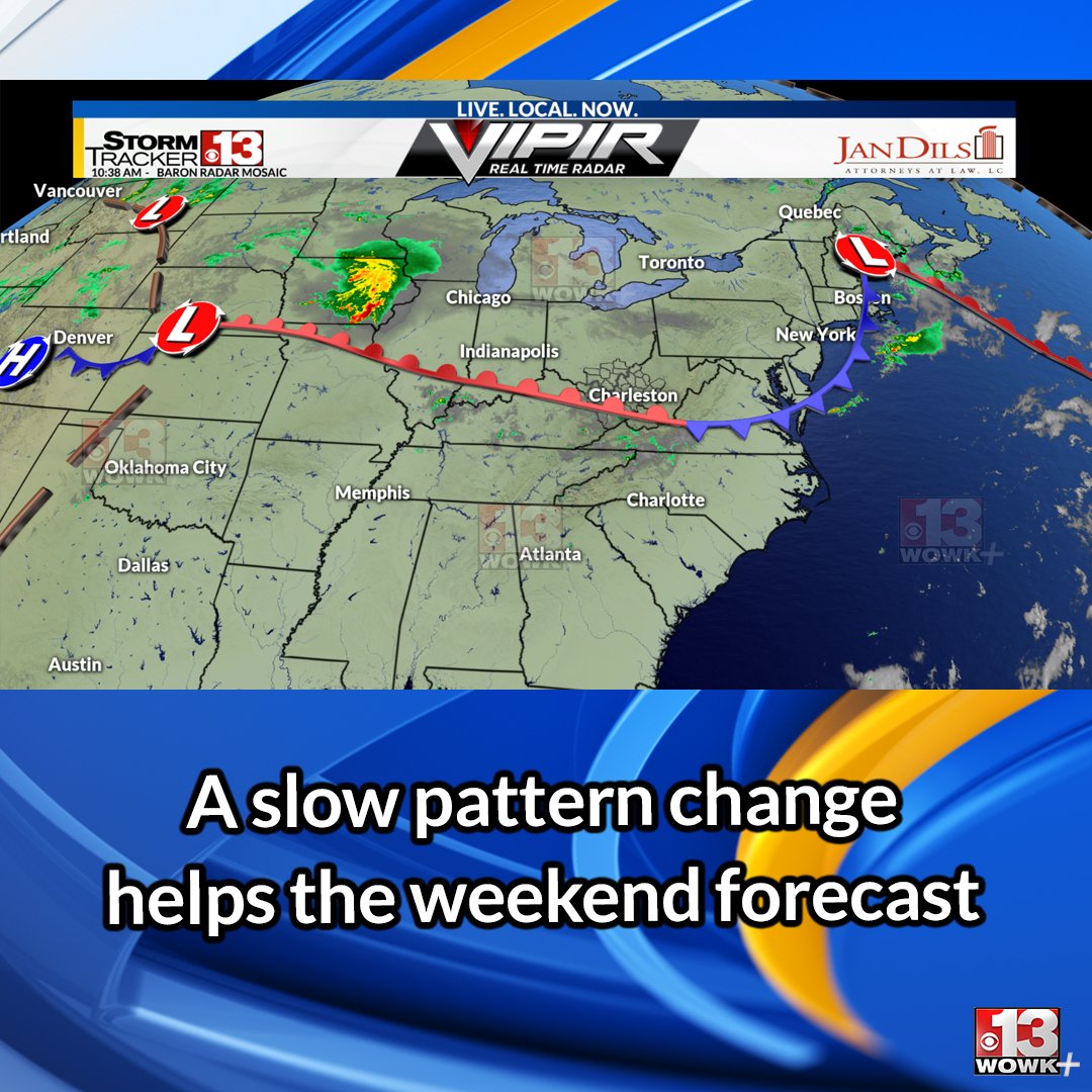 WOWK13News's tweet photo. FORECAST LATEST: Tuesday was by far the worst day of the week, but the same setup that brought all that energy hasn't gone anywhere.
#weatherforecast #weekendforecast #localweather
https://t.co/aOE88EMvtZ https://t.co/ywfaIzKrdV