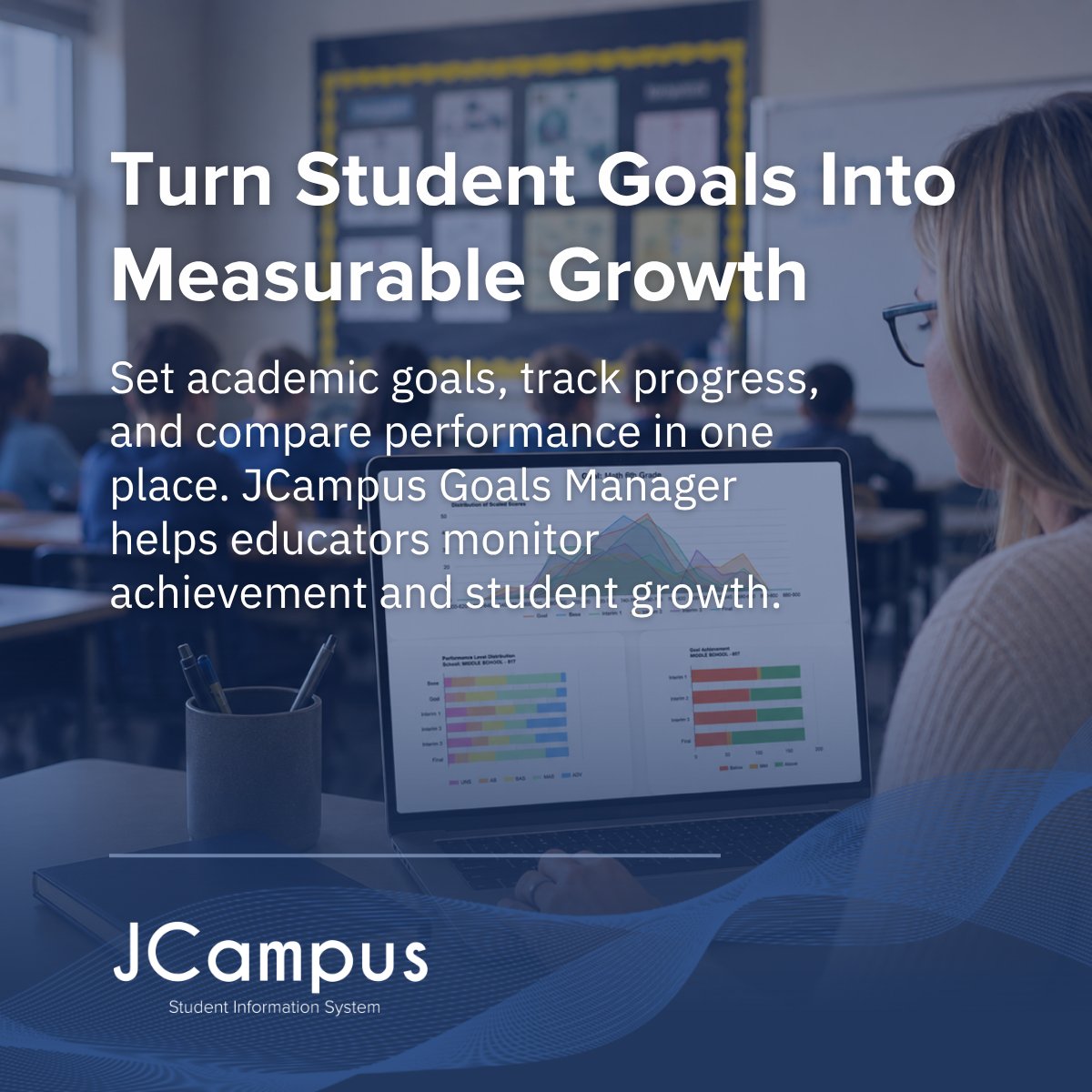 EDgearInc's tweet photo. From setting individual student goals to monitoring school-wide performance, JCampus Goals Manager brings all your assessment data into one dashboard.

#JCampus #K12 #EducationTechnology https://t.co/oI3iyc159a