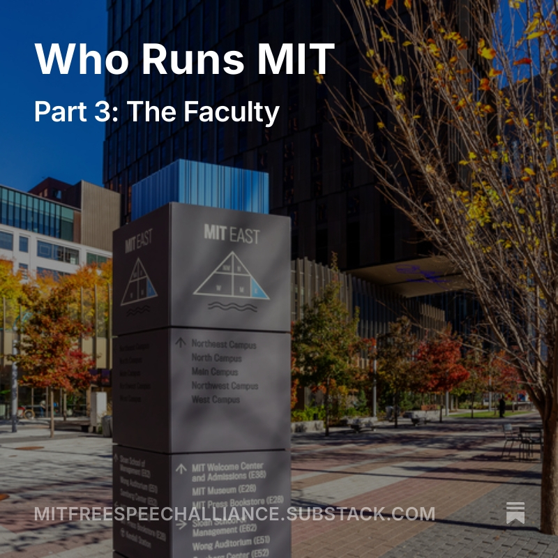 mitfreespeech's tweet photo. ICYMI, MFSA President Wayne Stargardt is back with the third entry in his "Who Runs MIT?" series, this time taking a look at the MIT faculty's role. 
https://t.co/voIdgvfD0U https://t.co/KfhEiSrhH0
