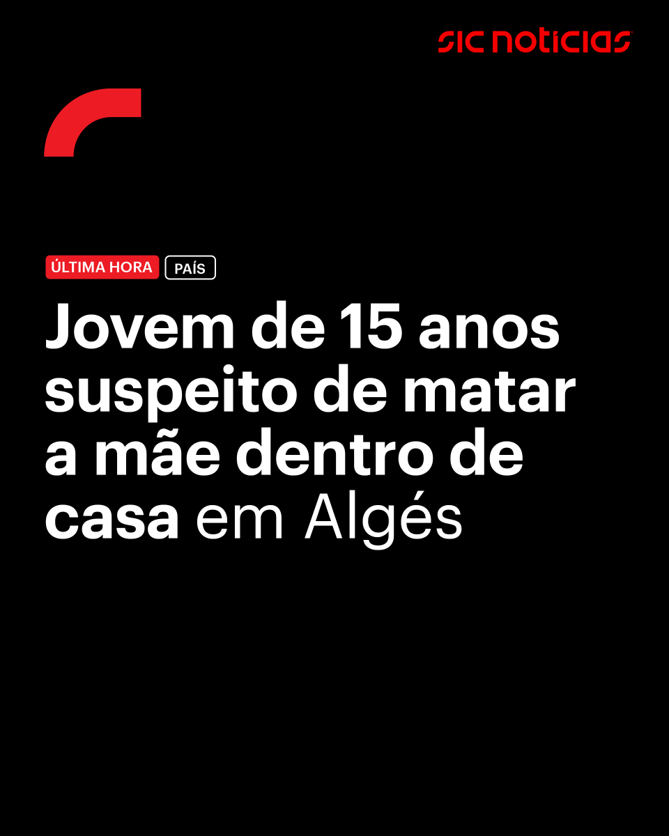 SICNoticias's tweet photo. Um jovem de 15 anos é suspeito de ter matado a própria mãe, de 33 anos, numa habitação na Avenida Ivens, em Algés, no concelho de Oeiras.
Saiba mais aqui: https://t.co/gpBTH4f2rR
#alges #oeiras #crime #policia #portugal #news #sicnoticias https://t.co/aUPohivBei